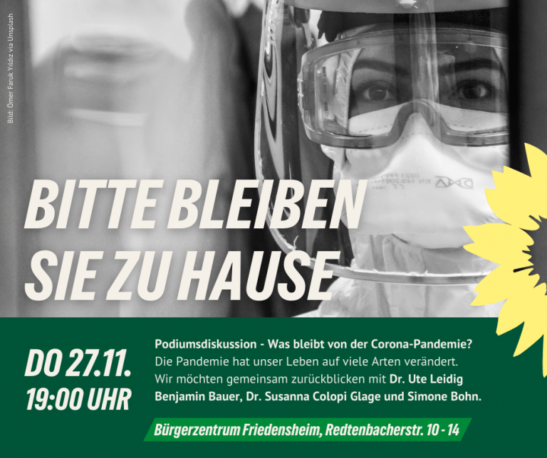 Einladung zur Podiumsdiskussion zu den Folgen von Corona mit Dr. Ute Leidig, MdL und GRÜNEN-Landtagskandidat Benjamin Bauer