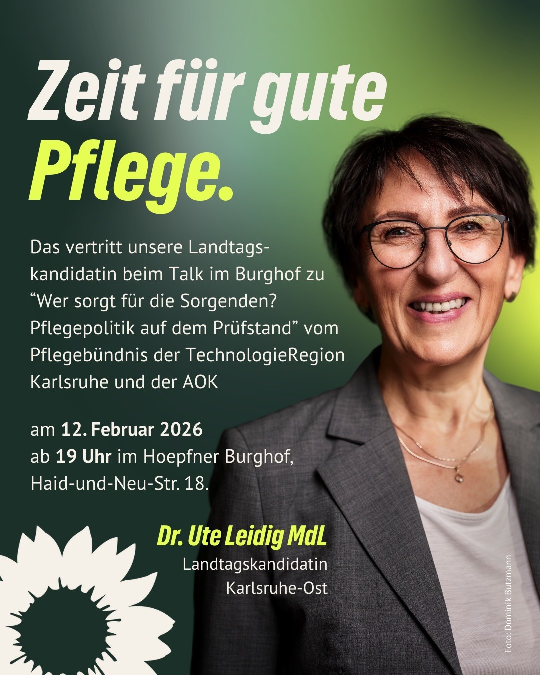 Zeit für gute Pflege fordert unsere Landtagskandidatin Dr. Ute Leidig