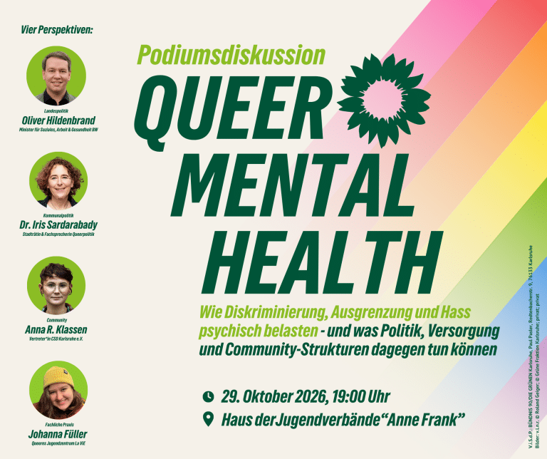 Podiumsdiskussion „Queer Mental Health“ mit Sozialminister Oliver Hildenbrand